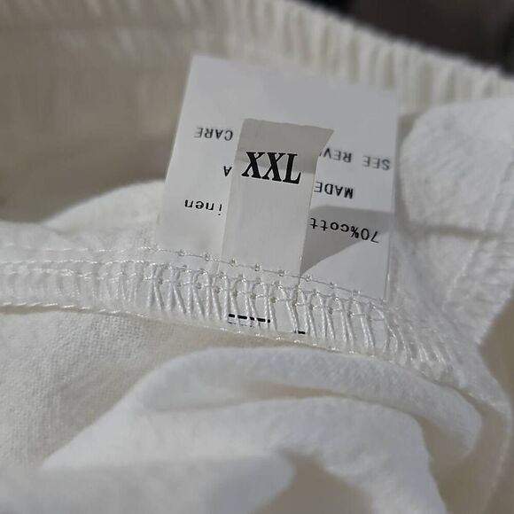 White elastic drawstring pants, slacks. Size XXL. - Picture 6 of 7